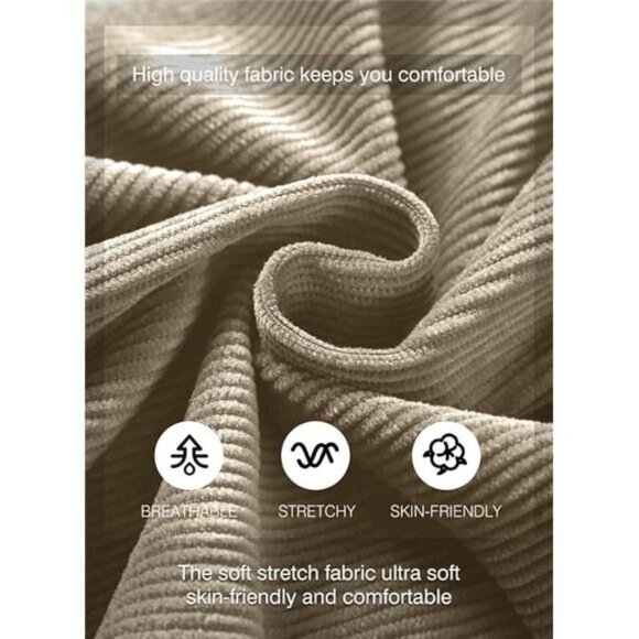 Men's Corduroy Shorts,‎ Casual Elastic Waist, Lightweight Summer Beachwear - Picture 5 of 7